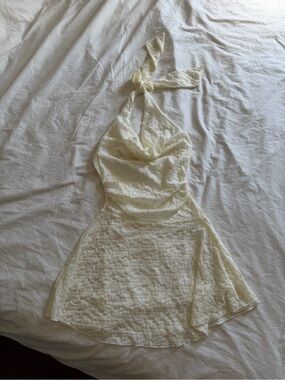 Cream / White halter mini dress